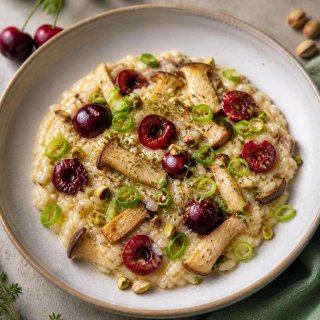 Fruchtiges Risotto mit Pilzen & Lauchzwiebeln