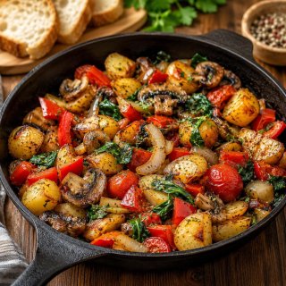 Gebratene Gemüsepfanne mit Champignons & Kartoffel