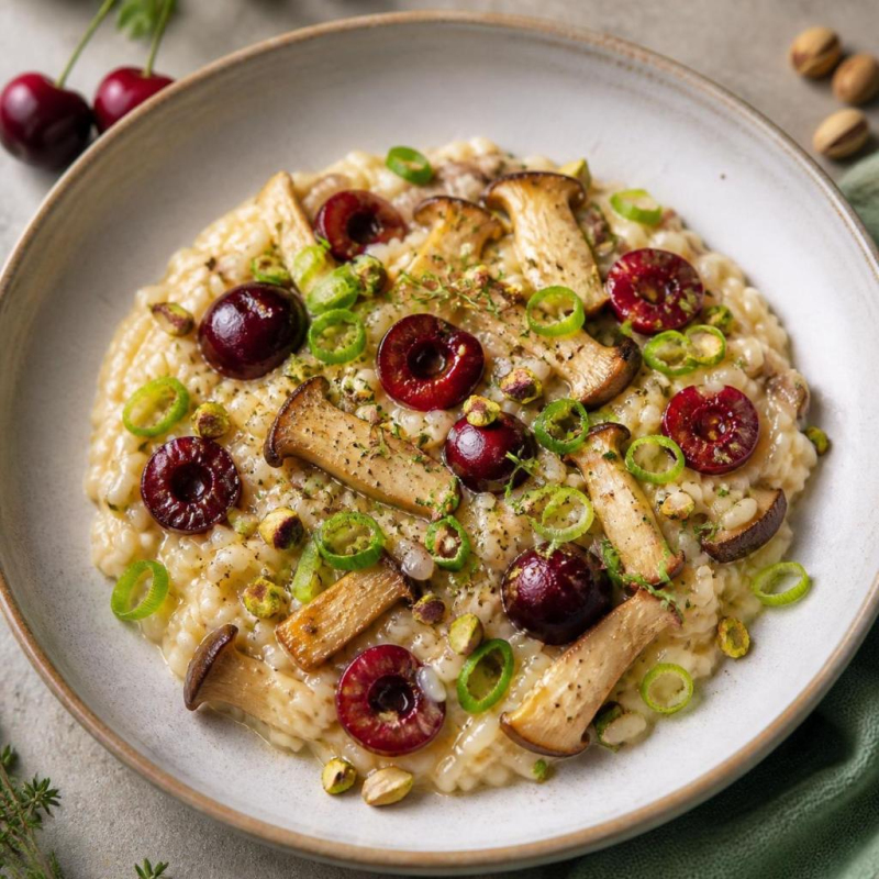 Fruchtiges Risotto mit Pilzen & Lauchzwiebeln
