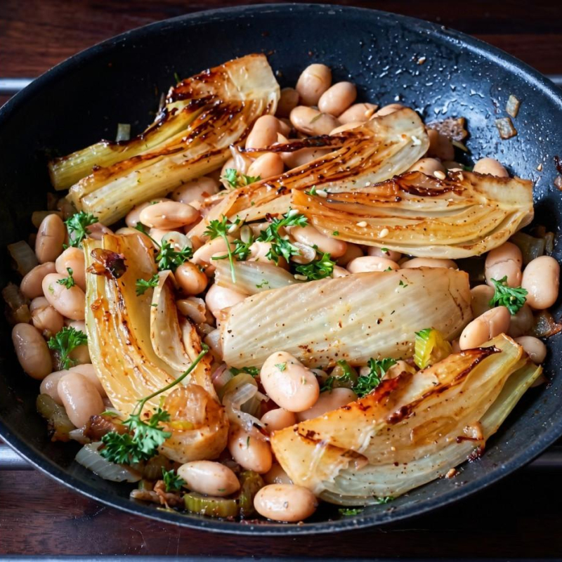 Geschmorter Fenchel mit weißen Bohnen