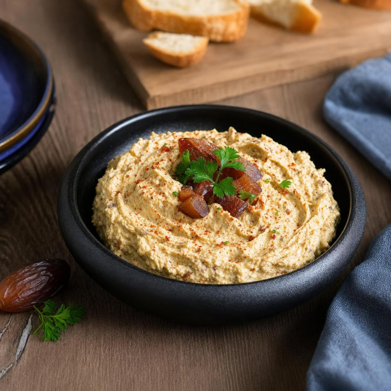 Pikanter Dattel-Frischkäse-Dip
