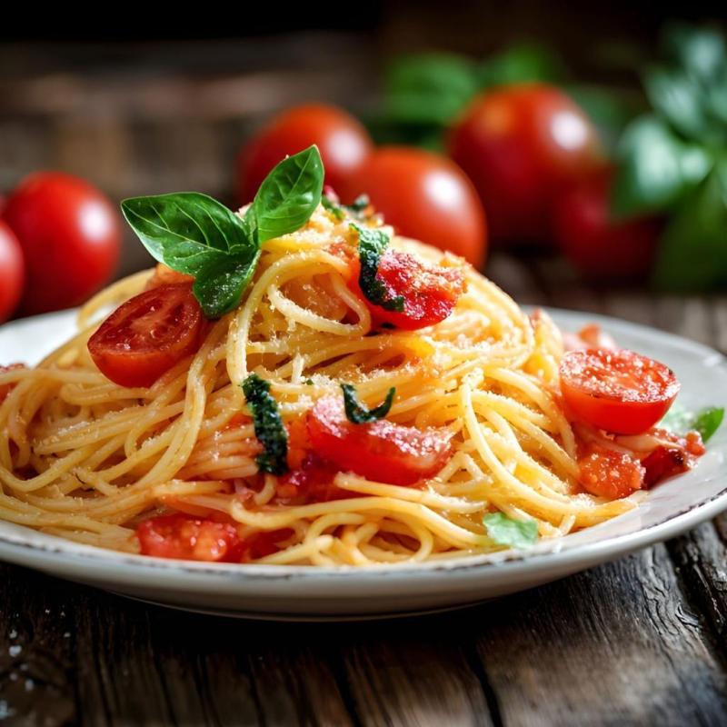 Sommernudeln mit frischen Tomaten