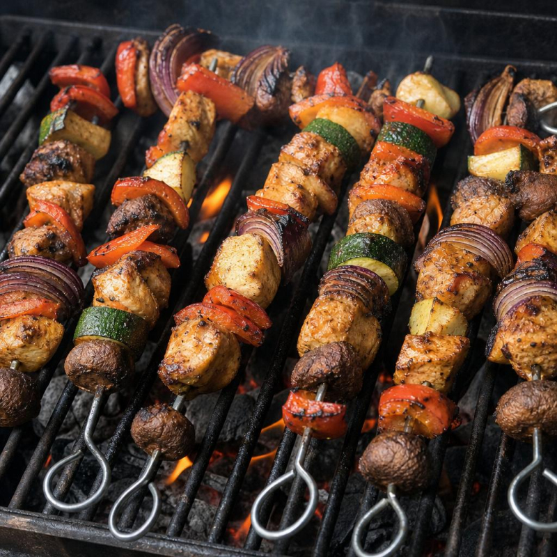 Sommerliche Geflügel-Gemüse-Grillspieße