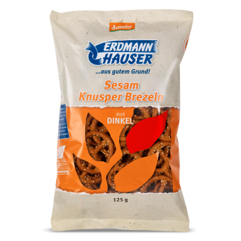 Dinkel- Knusperbrezel mit Sesam